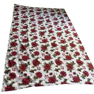 Twig & Twine festive Christmas tablecloth large rectangle red poinsettia cotton